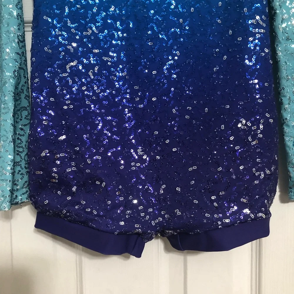 Weissman‎ blue ombré sequins costume dance recital girls size medium child